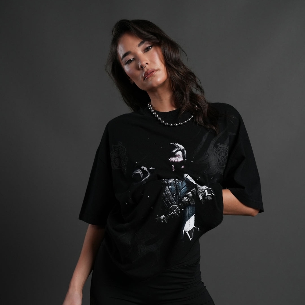 Darc Sport Punisher Grunge Mid-Length Raw Hem Tee in Black - Picture 3 of 10